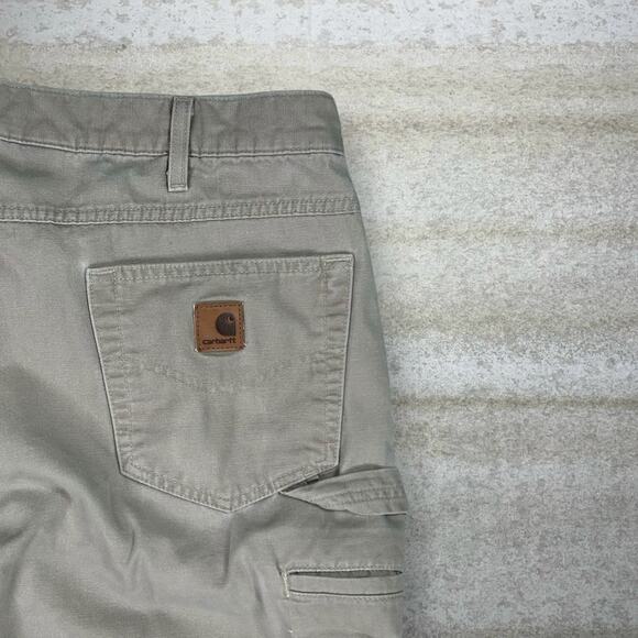 Vintage Carhartt Carpenter Pants Tan Canvas Baggy Wide Leg Fit Dungarees 90s - Picture 3 of 5